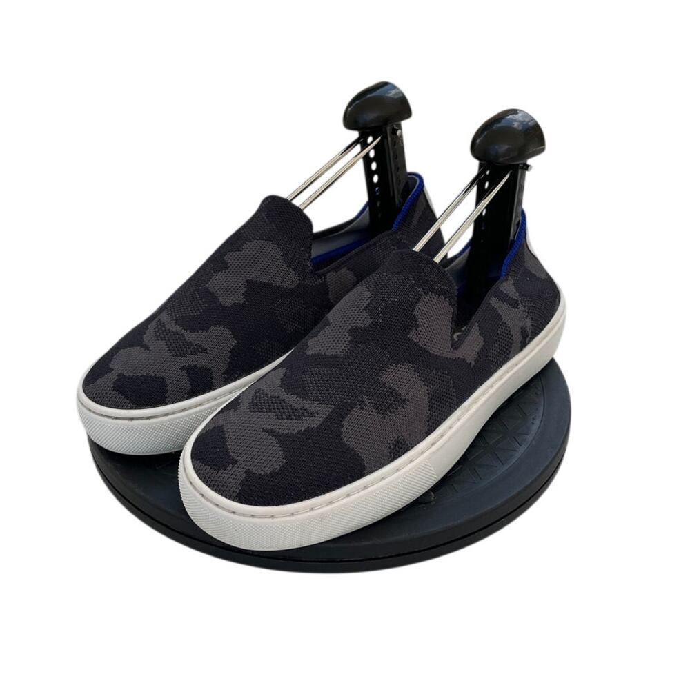 Womens Rothy's Knit Footbed Comfort Slip On Sneaker SZ 6.5 Black Camouflage